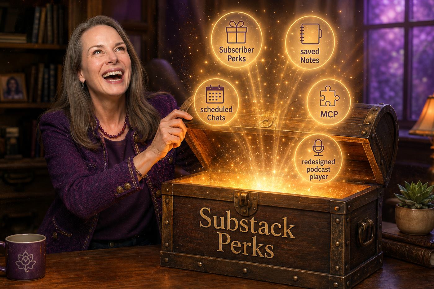 Viveka von Rosen opening a treasure chest of Substack's new features