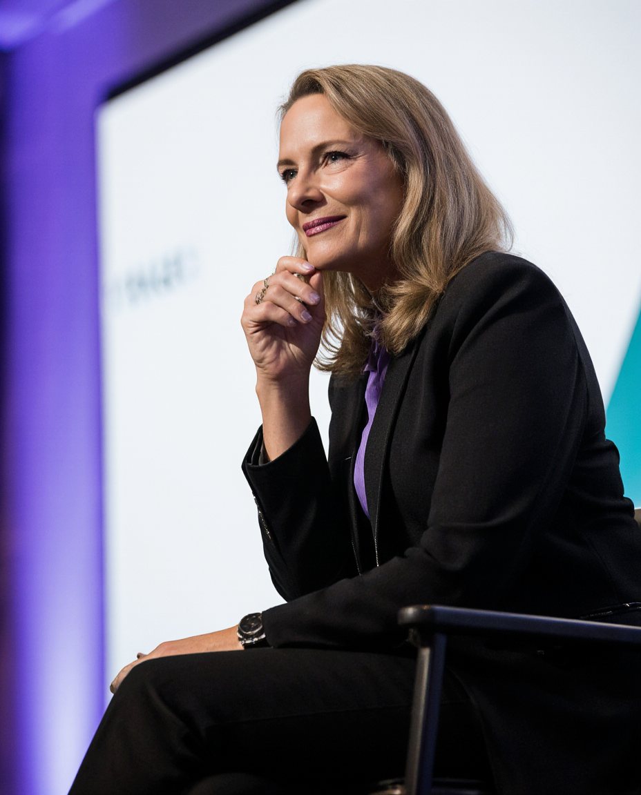 Viveka von Rosen, keynote speaker, in a thoughtful moment during a panel discussion